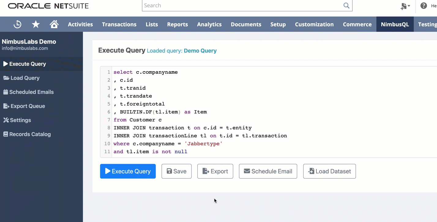 Export Query Results