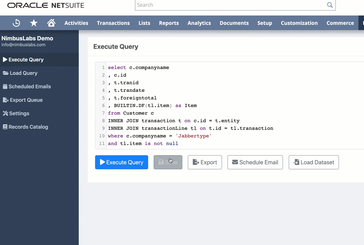 Save and Load Queries